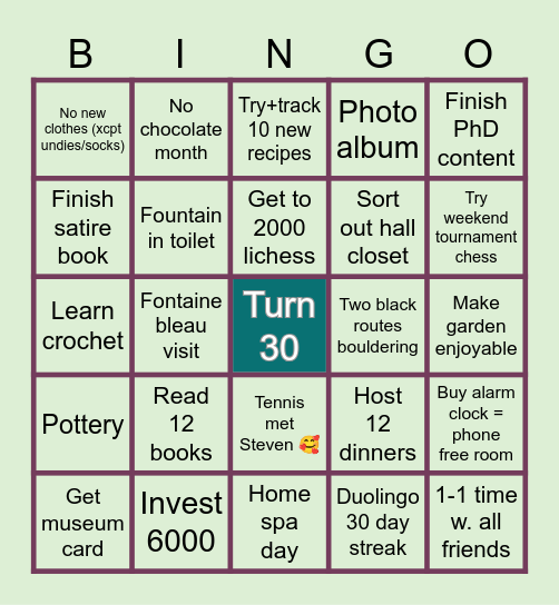 2026 resolutions Bingo Card