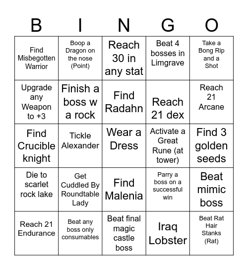 Elden Bingo Card