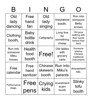 Chinese fair Bingo Card