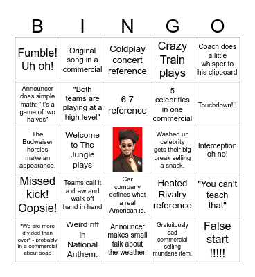 Super Bowl Bingo Card