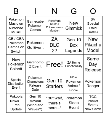 Pokemon Day Bingo 2026 Bingo Card