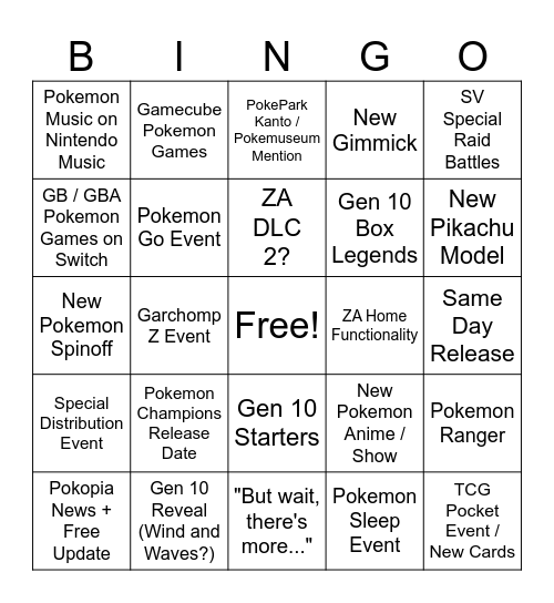 Pokemon Day Bingo 2026 Bingo Card