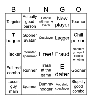 JJs bingo Card