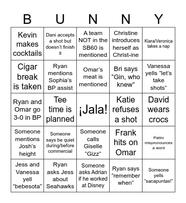 SUPER Bingo Card