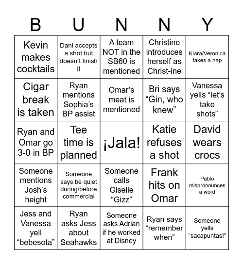 SUPER Bingo Card