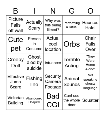 Ghost Bingo Card
