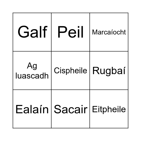 Caitheamh aimsire Bingo Card