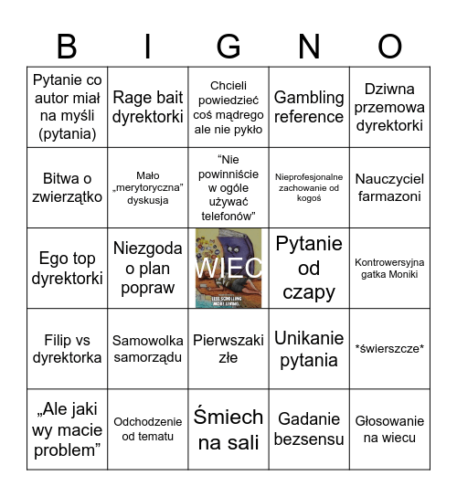 Wiec in big 26 Bingo Card