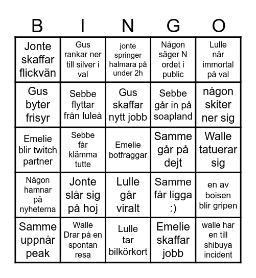BOISEN 2026 Bingo Card