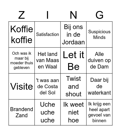 Muziekbingo Haskerdijken ronde 1 Bingo Card