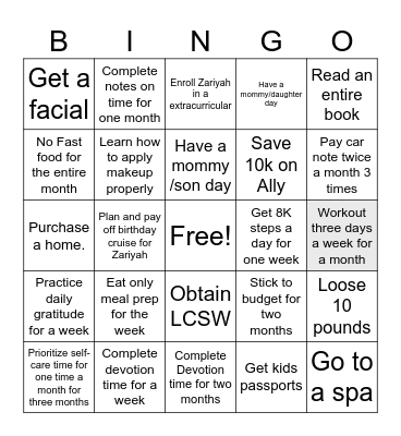 2026 Goals Bingo Card