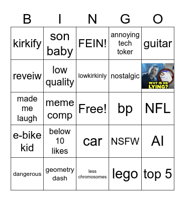 tiktok bingo Card