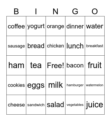 La Comida Bingo Card