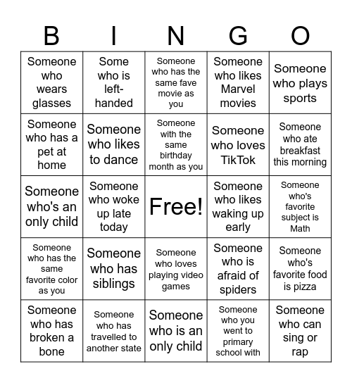 Human Bingo Card