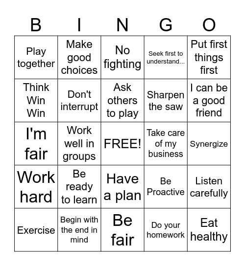Leadership Bingo Card
