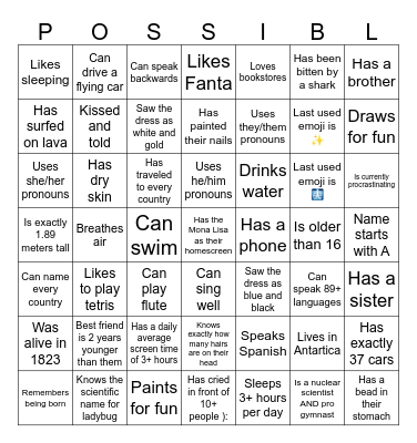 Impossible Bingo Card