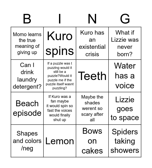 tina's deltarune ch5 prediction Bingo Card