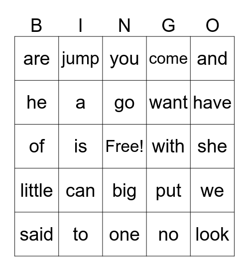 Kindergarten Benchmark Phonics HFWs Bingo Card