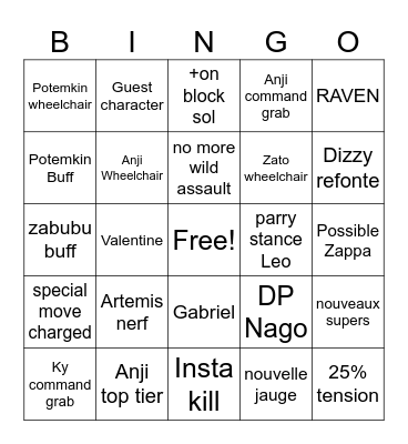 Bingo Patchnote Bingo Card