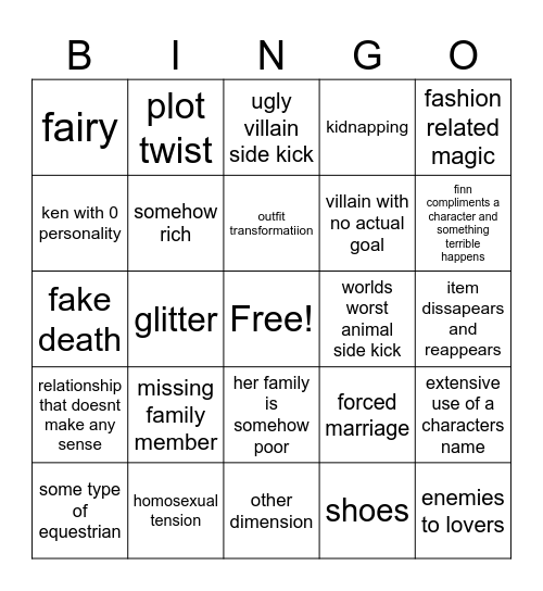 barbie bingo Card