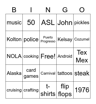 Robin's Birthday Bingo Card