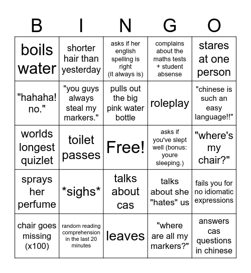 joanne li bingo Card