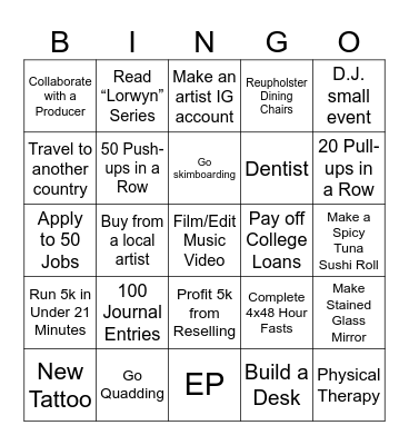 2026 GOALS Bingo Card