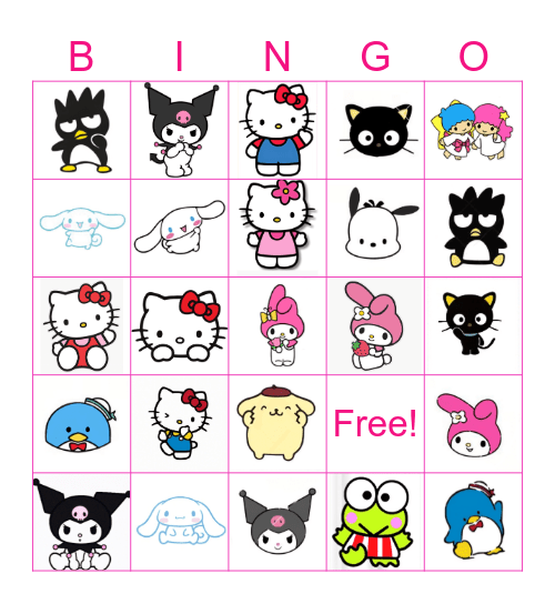 Hello Kitty & Friends Bingo Card