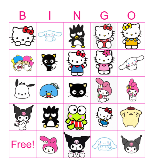 Hello Kitty & Friends Bingo Card