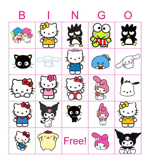 Hello Kitty & Friends Bingo Card