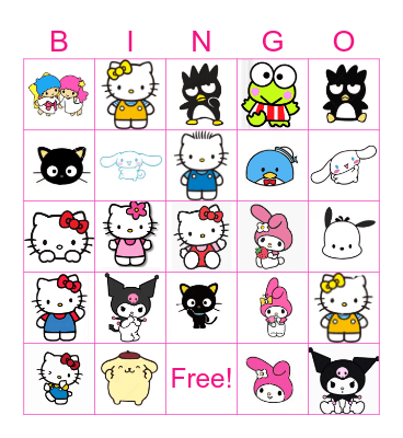 Hello Kitty & Friends Bingo Card