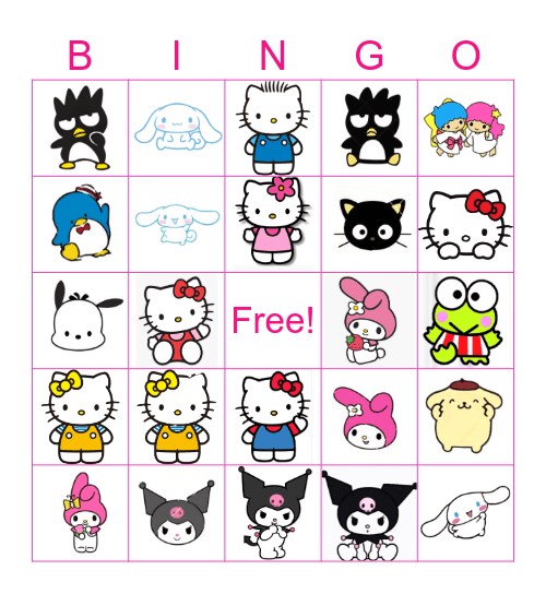 Hello Kitty & Friends Bingo Card