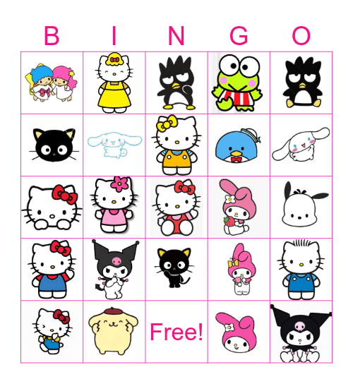 Hello Kitty & Friends Bingo Card