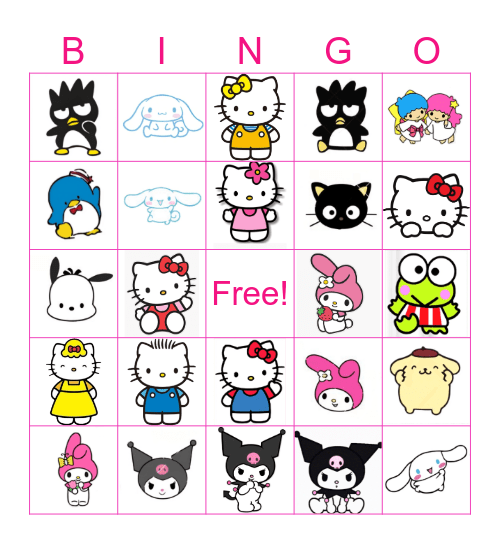 Hello Kitty & Friends Bingo Card