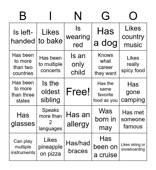 Icebreaker Bingo: Find Someone Who Bingo Card