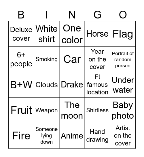 Spotify Bingo Card