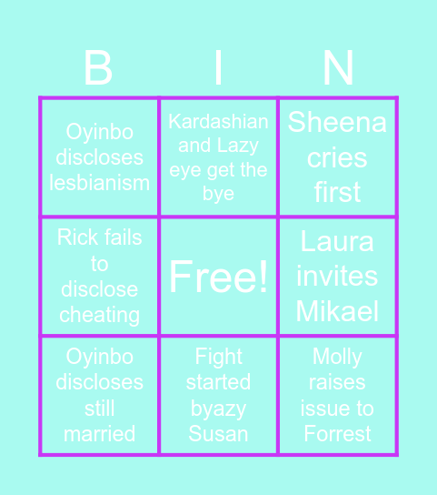 90 Day Bets Bingo Card