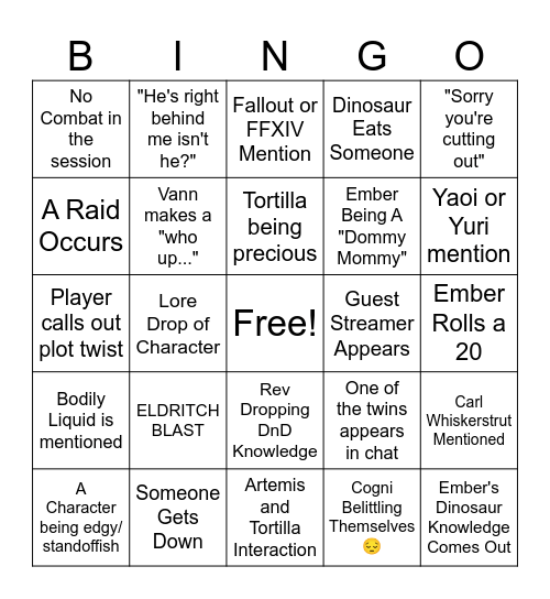 Dinos and Dino Knowledge Bingo Card