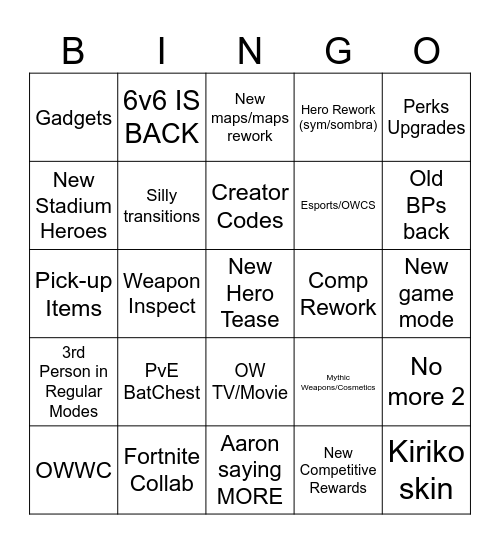 OW Spotlight 2026 Bingo Card