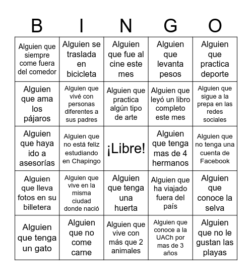 Seamos honestos Bingo Card