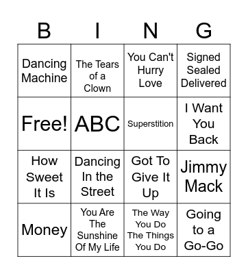 Motown 2 Bingo Card