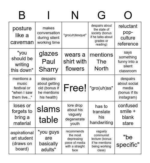Dr. Theo Sweeting Bingo! Bingo Card