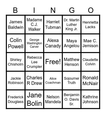 DCSM Black History Month (3-8) Bingo Card