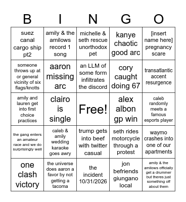 JAENGO Bingo Card