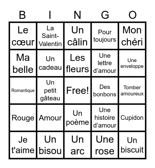 La Loterie d'Amour Bingo Card