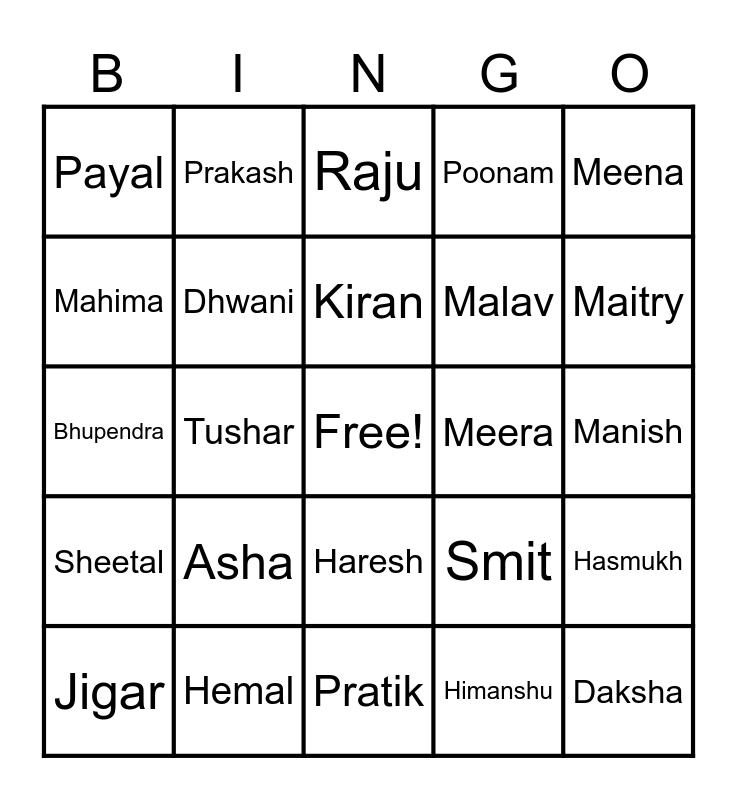 #DhwaniHaveShashNi Bingo Card