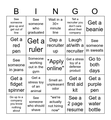 Spring Career Fair 2026! Bingo Card