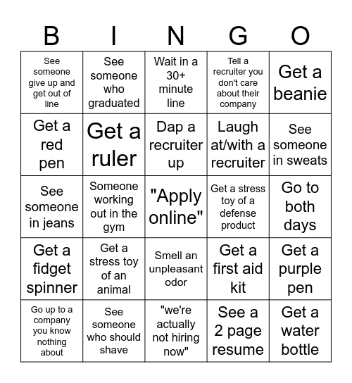 Spring Career Fair 2026! Bingo Card