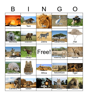 Safari Bingo Card