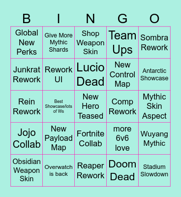 Overwatch 2026 roadmap Bingo Card